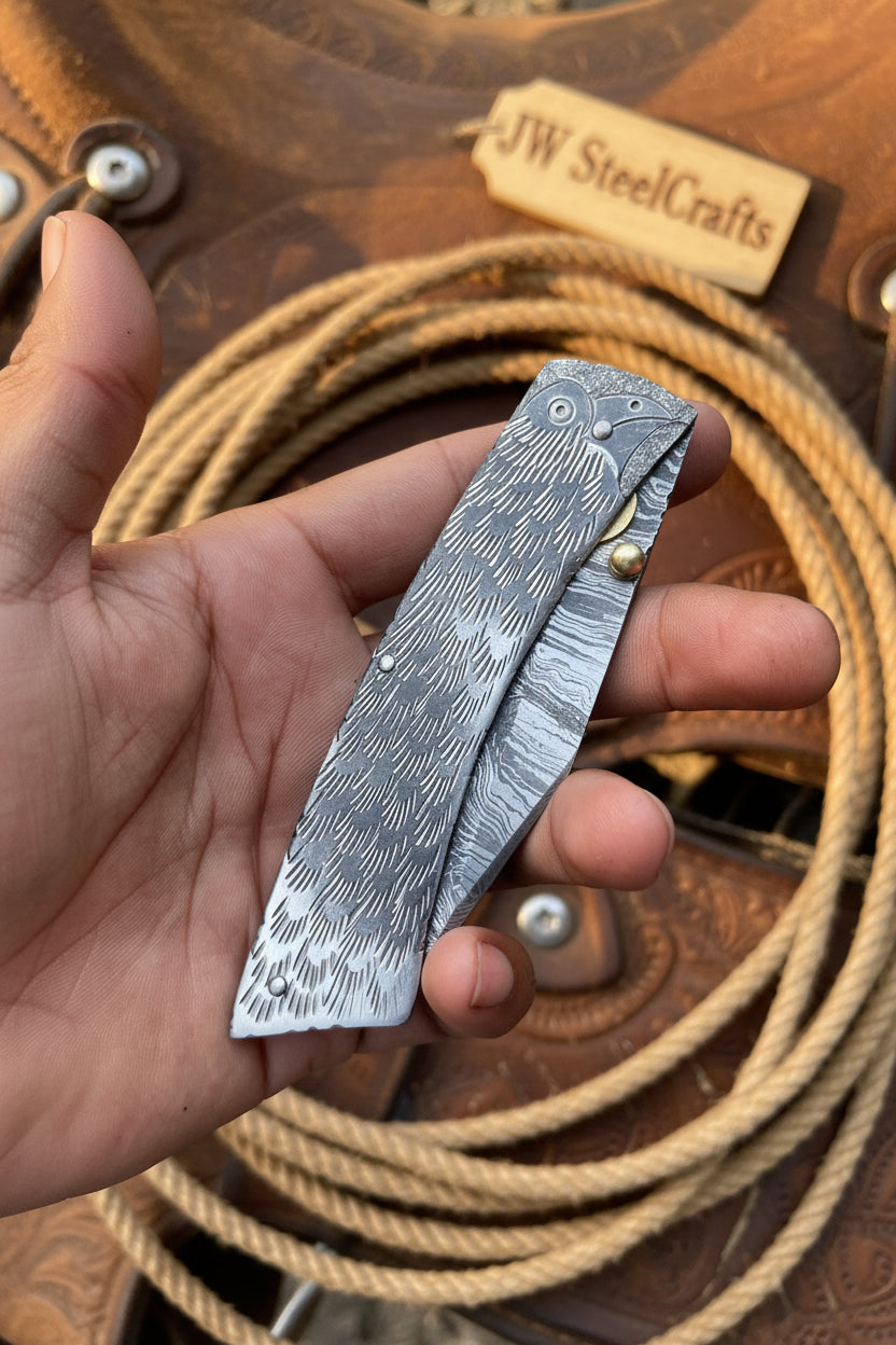 Forgehammer Folder Knife 8" Handmade All-Steel Damascus Liner Lock