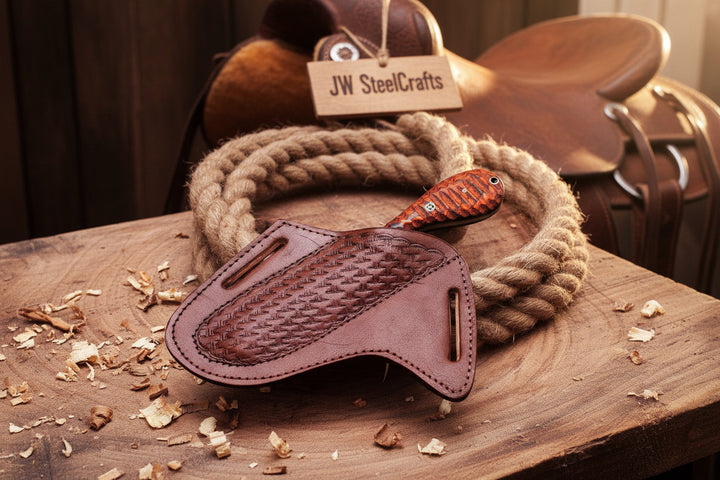 Crimson Grain Bull Cutter Knife 7" Handmade High Carbon Steel with wood handle