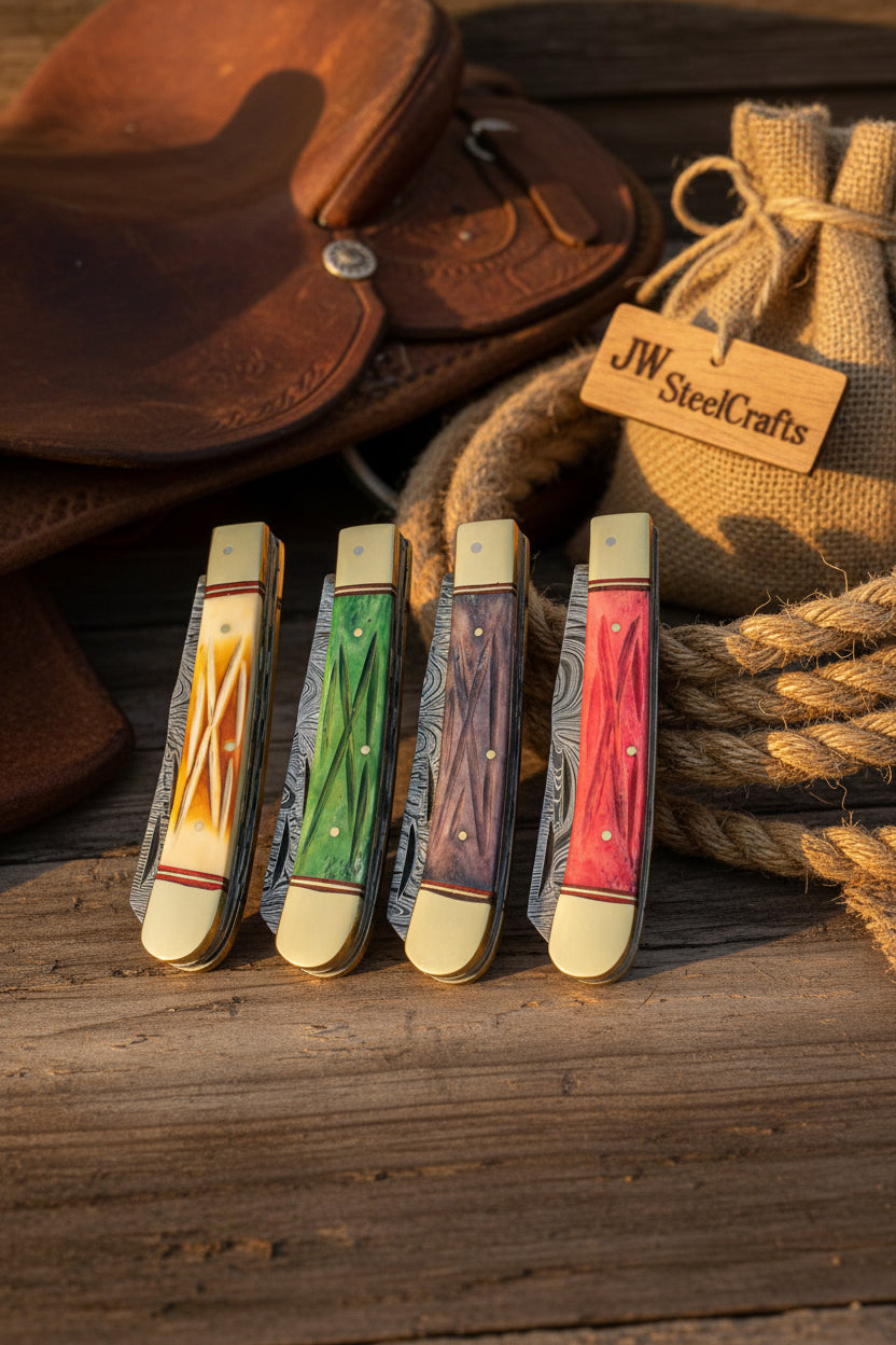 Ranchfold Pocket Folding Knife Set 7.5" Handmade Set of 4