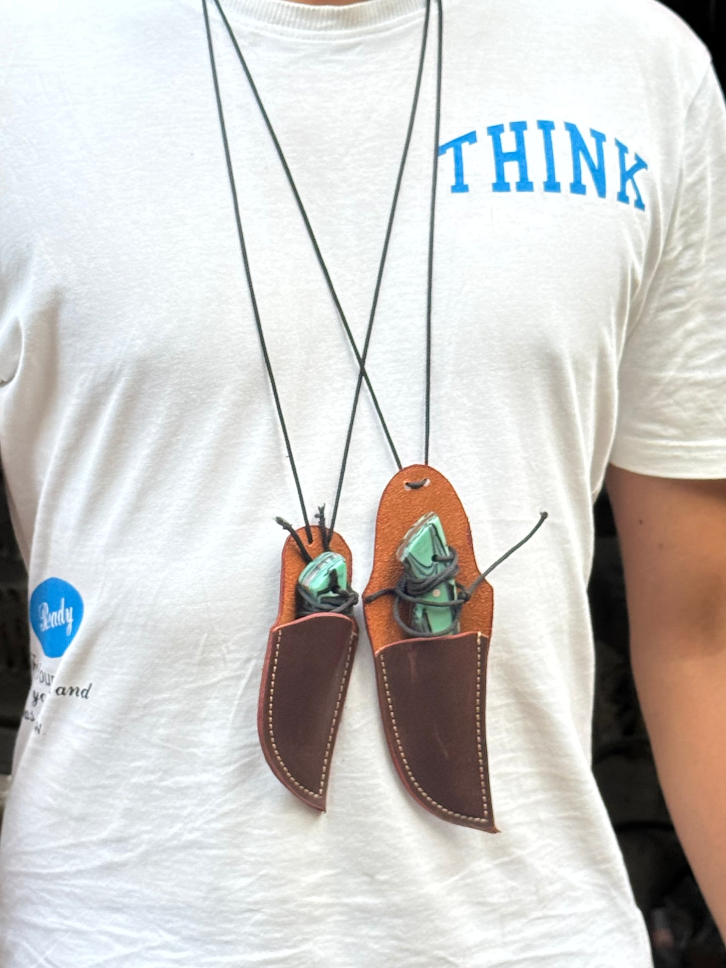 Neck Knife with Leather Sheath – Mini Damascus Pattern Blade | Green Resin Handle | JW SteelCrafts