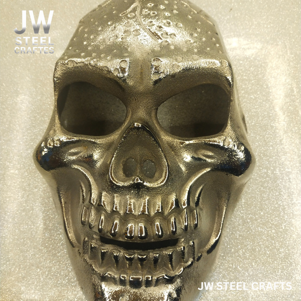 Hand-Forged Silver Metal Art Mask – Polished Decorative Sculpture for Collectors | JW Steel Crafts