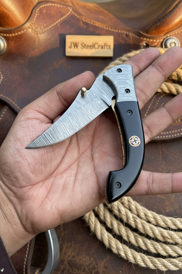 Darkridge Talon Folder Knife 8" Handmade Damascus Steel Hawkbill Blade