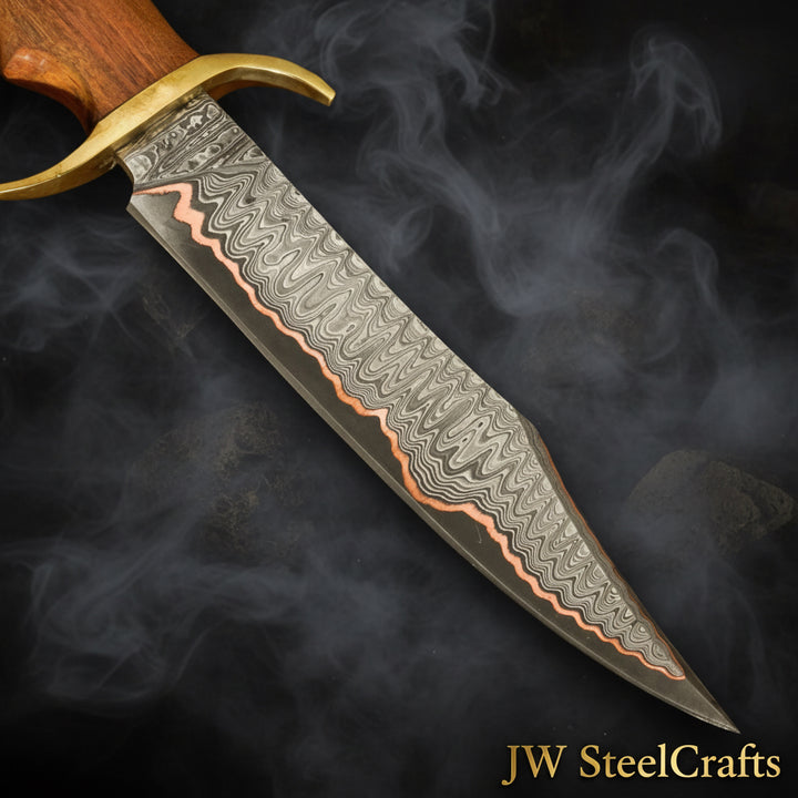 Timberland Trapper Bowie Knife 10" Handmade Damascus Presentation Box