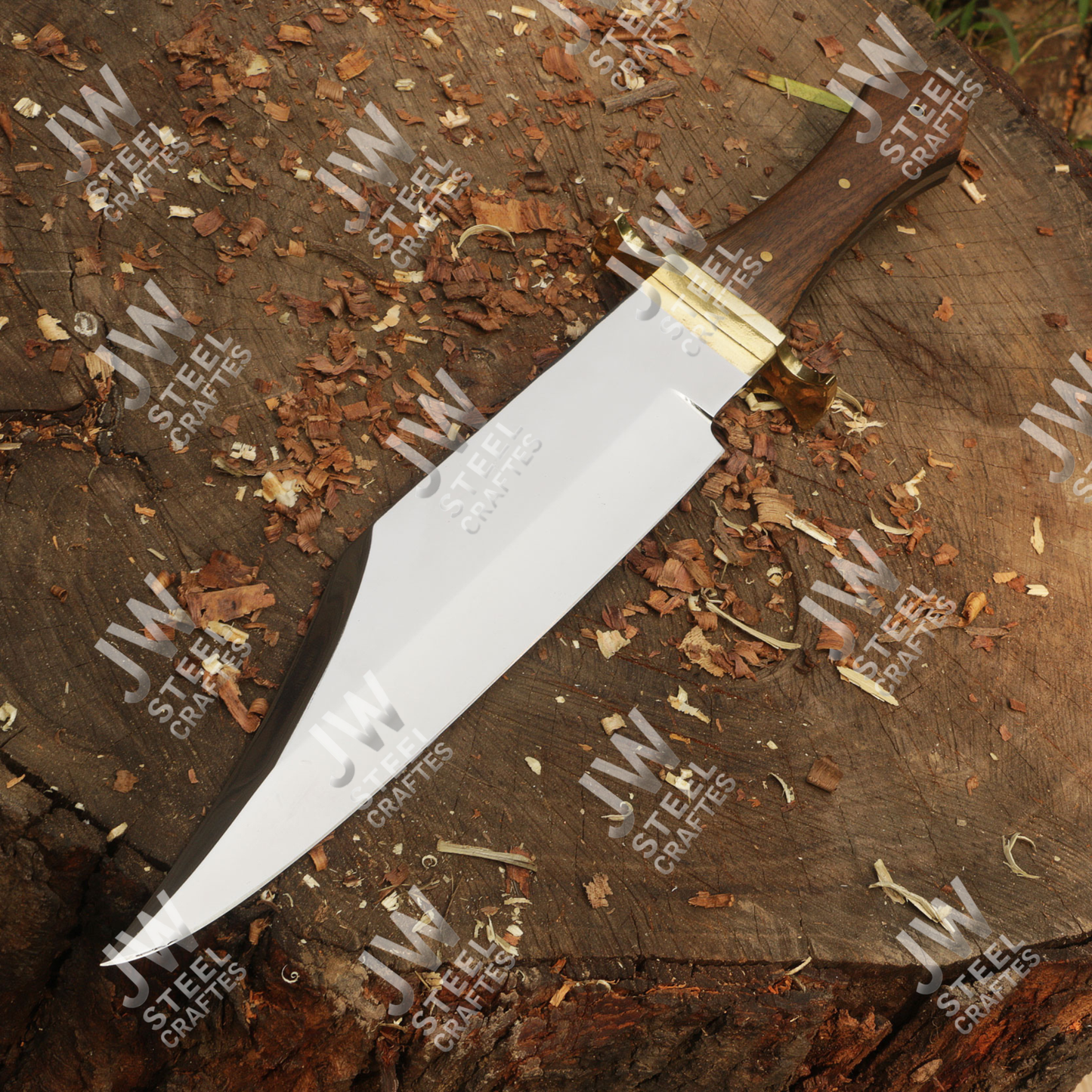 Hand Forged High Carbon Steel Bowie Knife with Rosewood Handle & Leather Sheath – 20" Hunting, Camping, Survival Knife