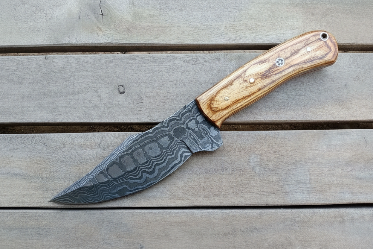 Custom Made Skinner Knife with Premium Wood Handle – Handmade Hunting Blade