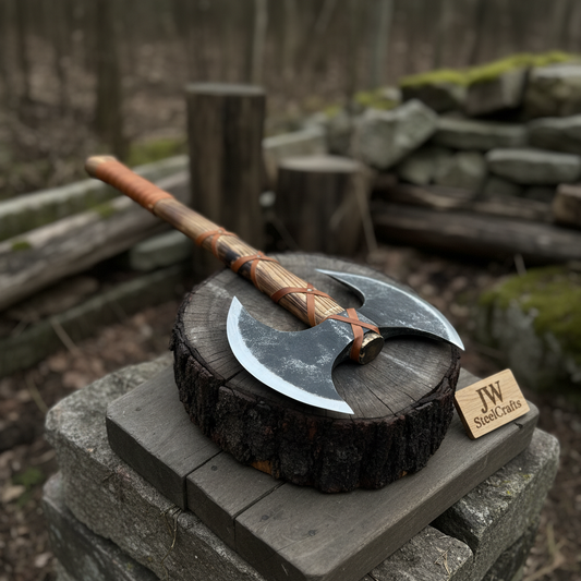 Handcrafted Double-Headed Viking Style Axe – Decorative Collector’s Piece | Two Variations | JW SteelCrafts