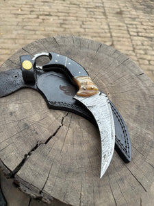 Handmade Custom Damascus Karambit Knife.