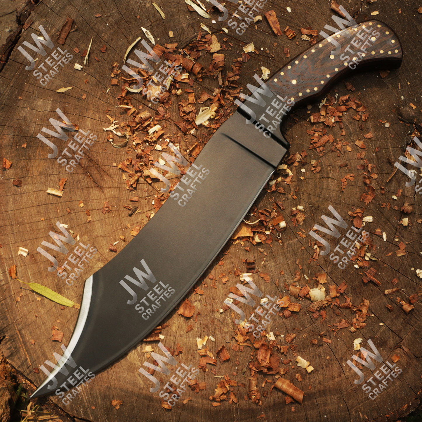 Hand Forged J2 Stainless Steel Skinner Knife with Blue Pakka Wood Handle & Leather Sheath – Hunting, Camping, Everyday Carry