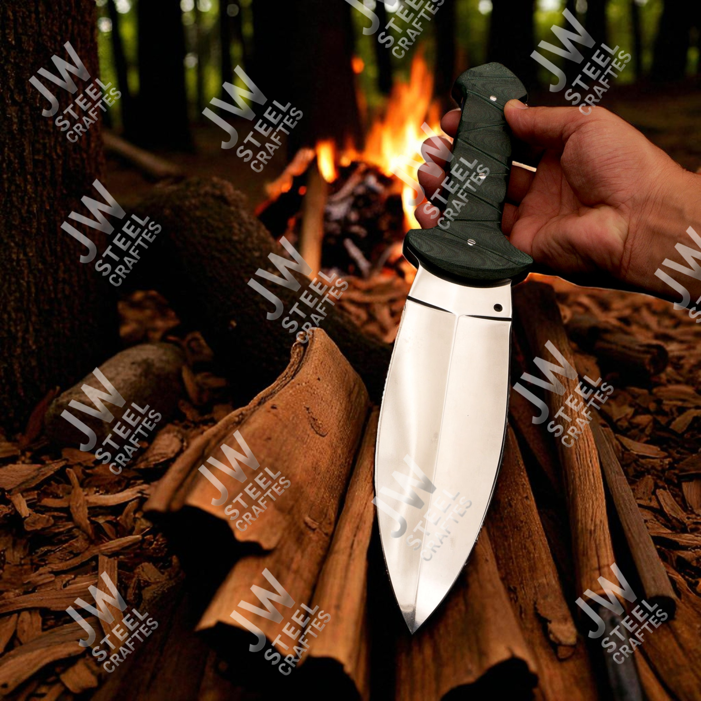 Hand Forged J2 Stainless Steel Dagger Knife with Micarta Handle | 13.5" Hunting Knife with Leather Sheath for Camping & EDC