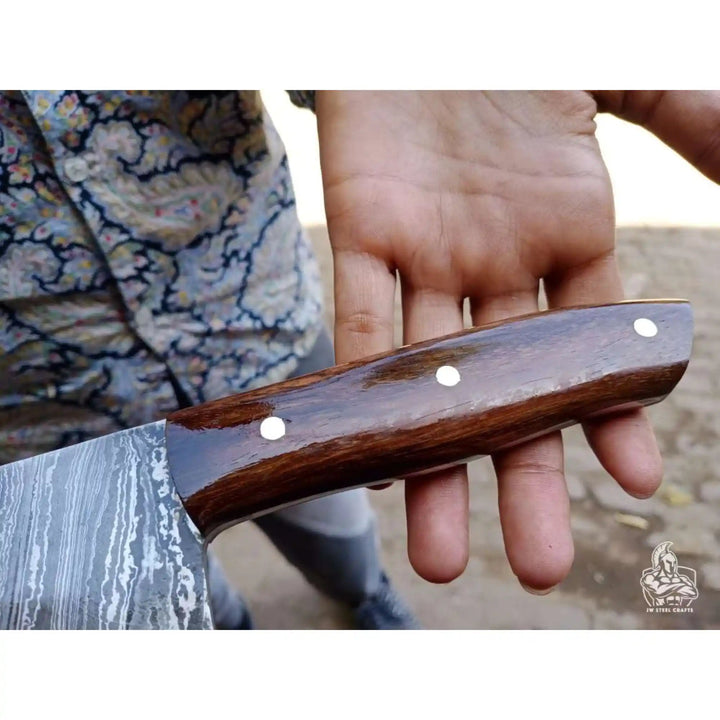 Hand-Forged 7-Inch Damascus Cleaver Knife with Rosewood Handle (12-Inch Overall) handmade Cleaver Knives