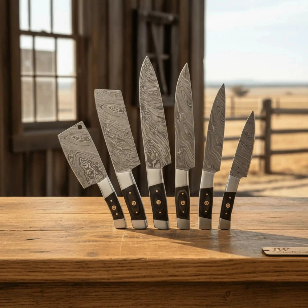 7 Piece Damascus Kitchen Knife Set Replica