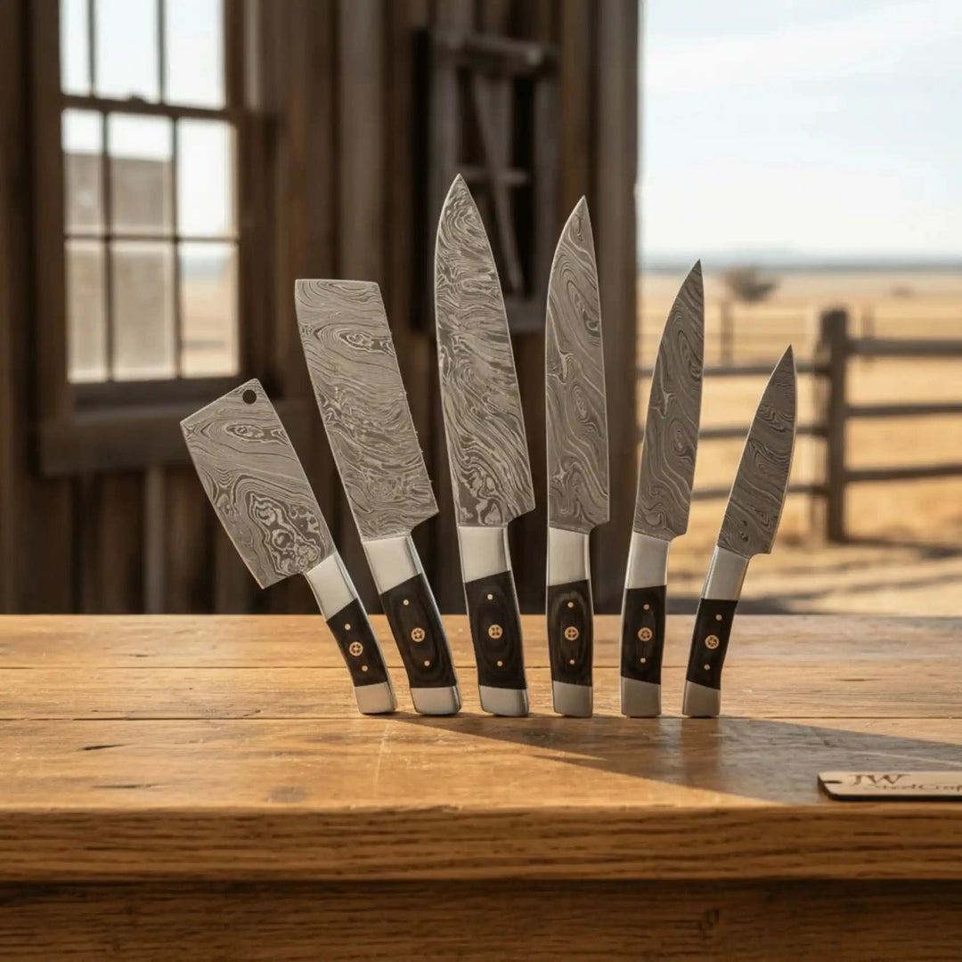 7 Piece Damascus Kitchen Knife Set Replica
