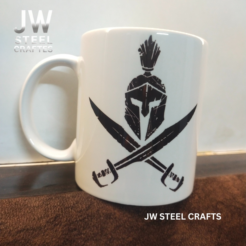White Ceramic Mug with Heritage Art Print – Handcrafted Coffee Cup | JW Steel Crafts