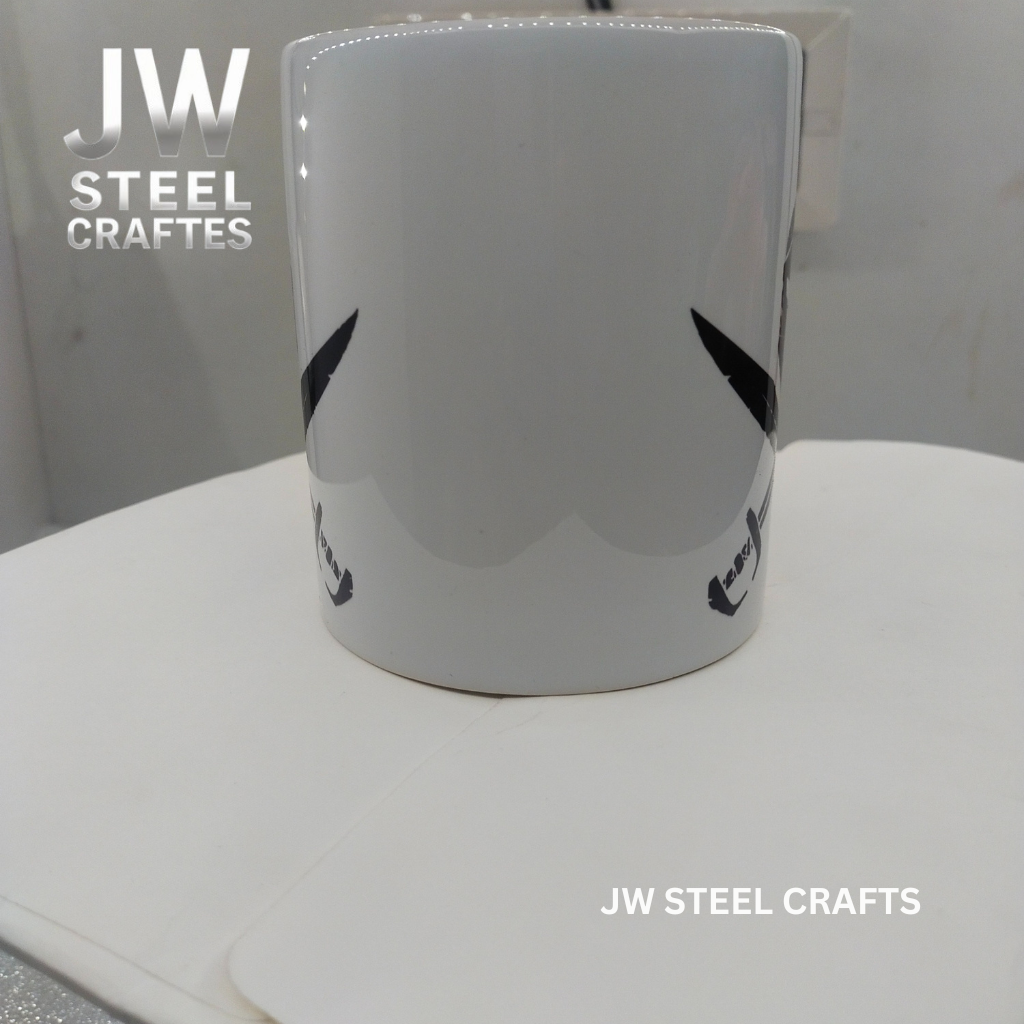 White Ceramic Mug with Heritage Art Print – Handcrafted Coffee Cup | JW Steel Crafts