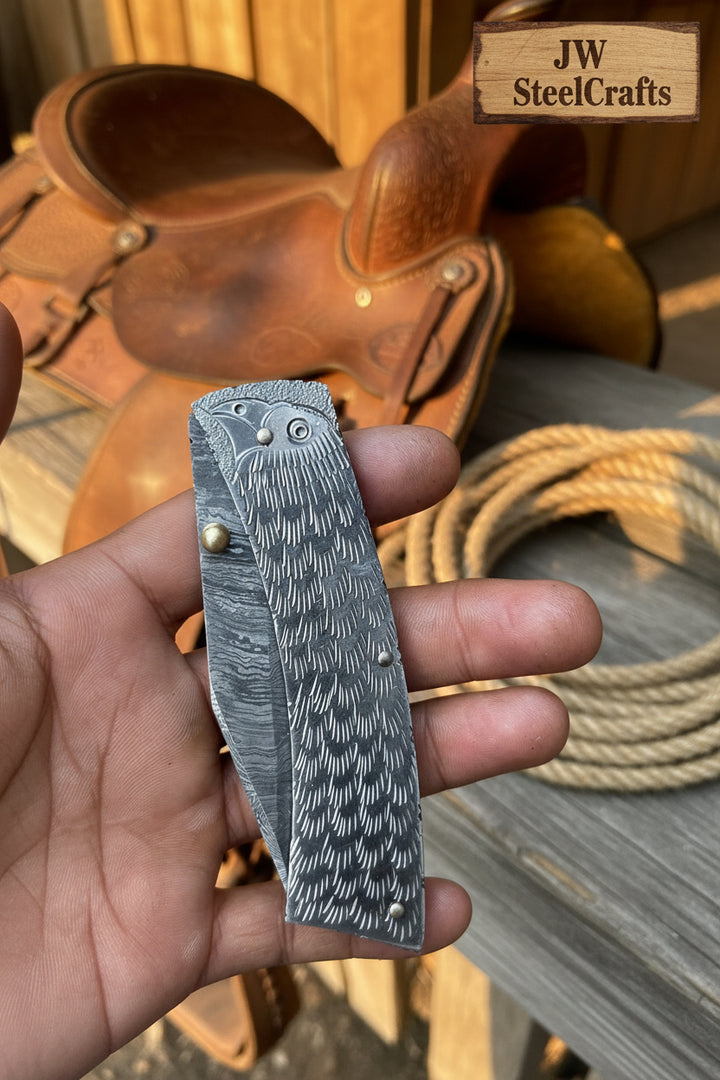 Forgehammer Folder Knife 8" Handmade All-Steel Damascus Liner Lock