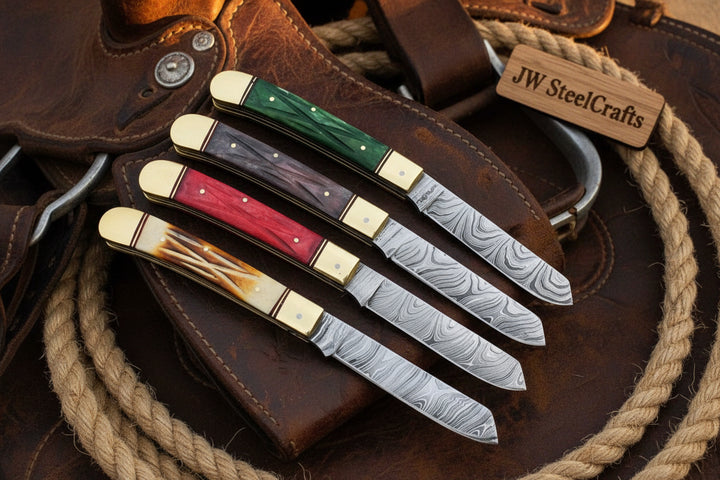 Ranchfold Pocket Folding Knife Set 7.5" Handmade Set of 4