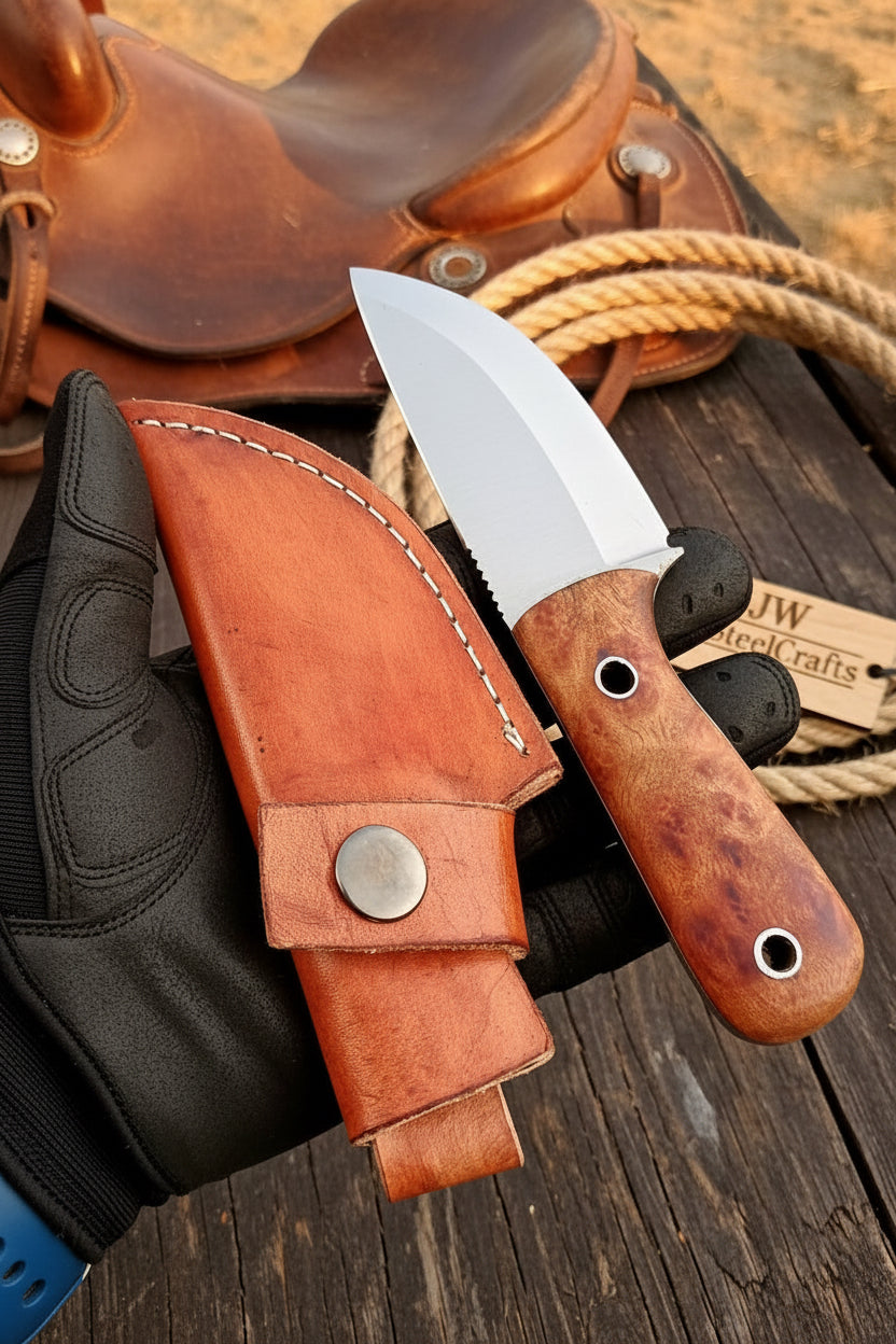 Woodgrain Trail Skinner Knife 9" Handmade High Carbon Steel Wood Handle