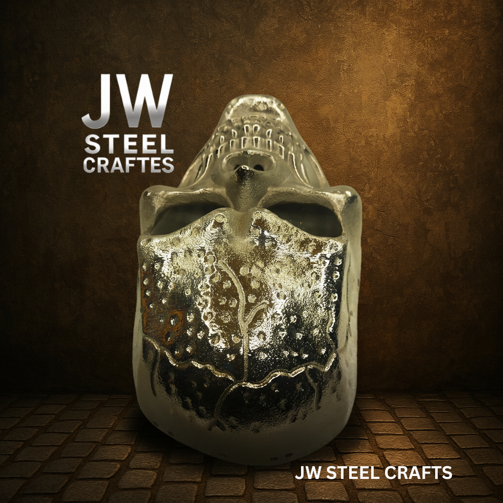 Hand-Forged Silver Metal Art Mask – Polished Decorative Sculpture for Collectors | JW Steel Crafts