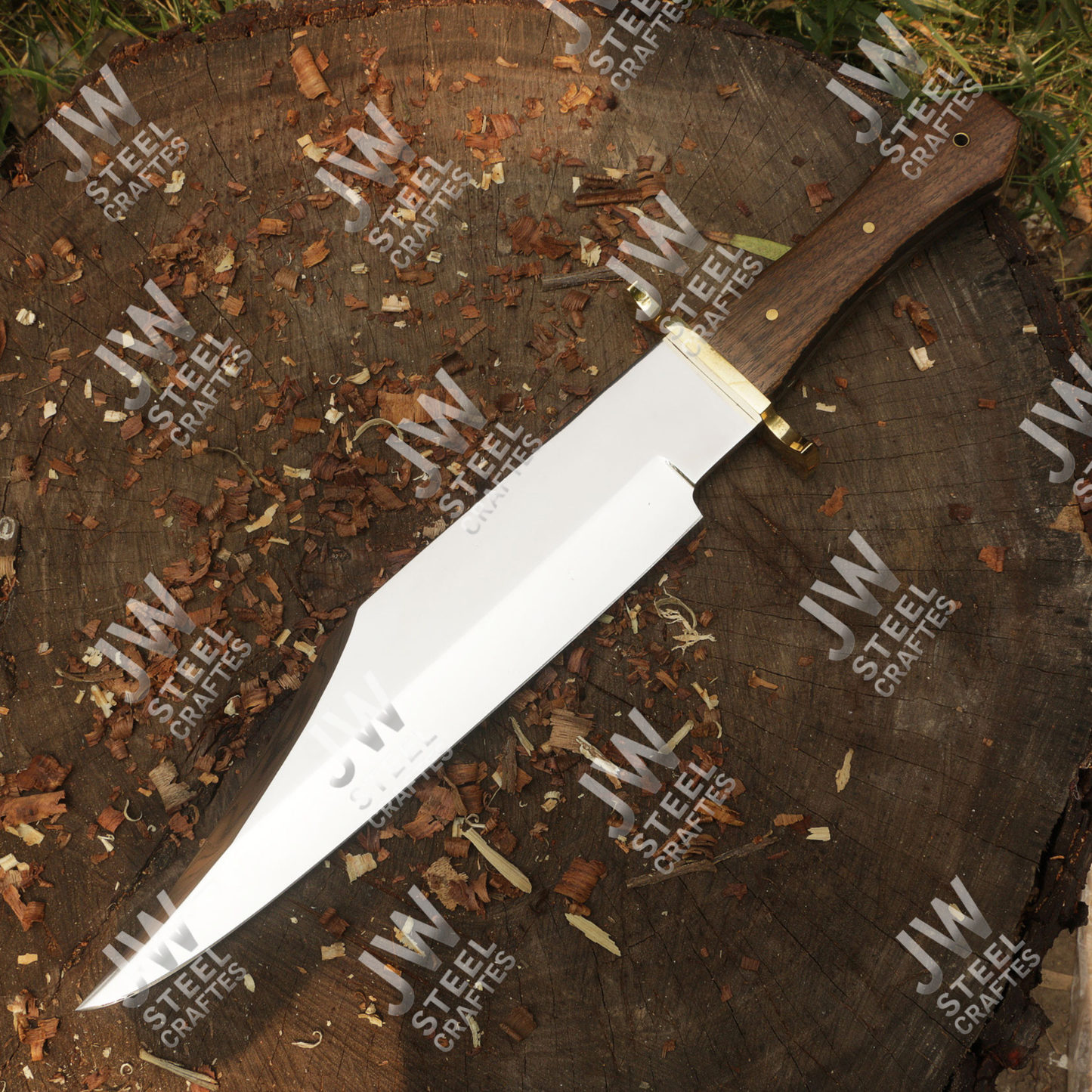 Hand Forged High Carbon Steel Bowie Knife with Rosewood Handle & Leather Sheath – 20" Hunting, Camping, Survival Knife