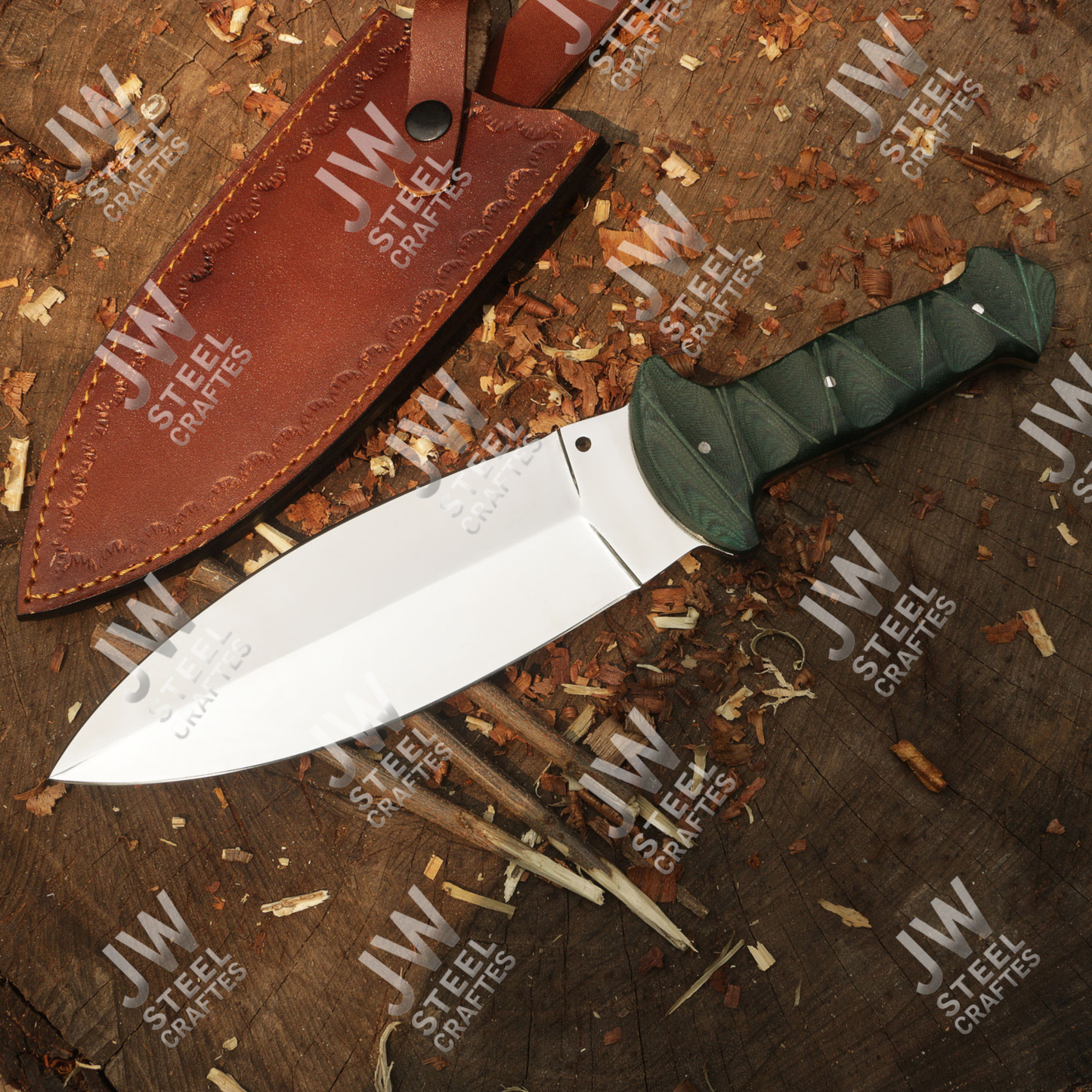 Hand Forged J2 Stainless Steel Dagger Knife with Micarta Handle | 13.5" Hunting Knife with Leather Sheath for Camping & EDC