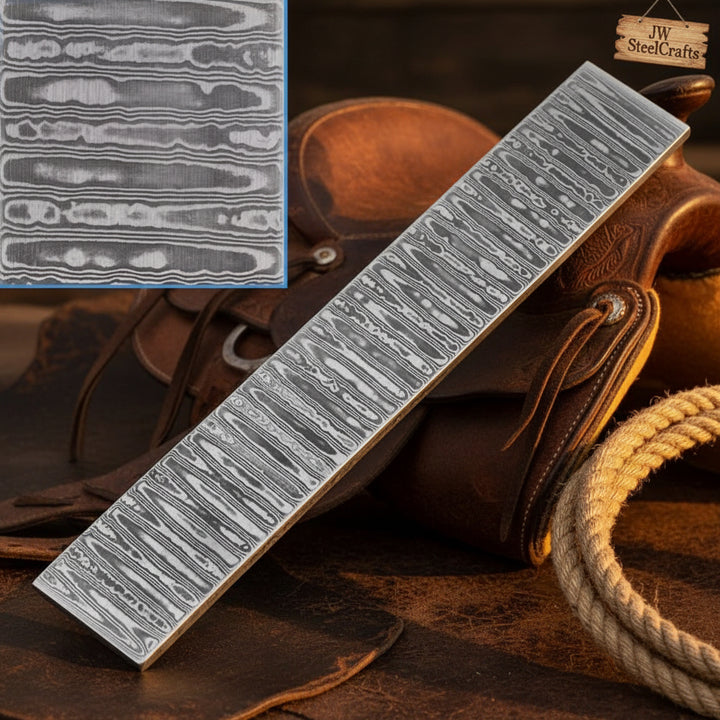 Ranchland Ladder Billet Bar 12" Handmade Ladder Pattern Damascus
