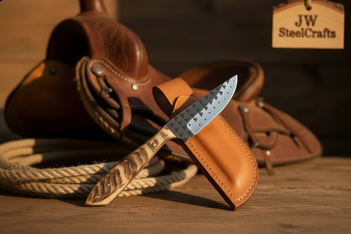 Trailguard Antler Survivor Knife 11" Handmade Rasp Steel Carved Handle