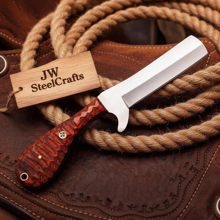 Crimson Grain Bull Cutter Knife 7" Handmade High Carbon Steel with wood handle