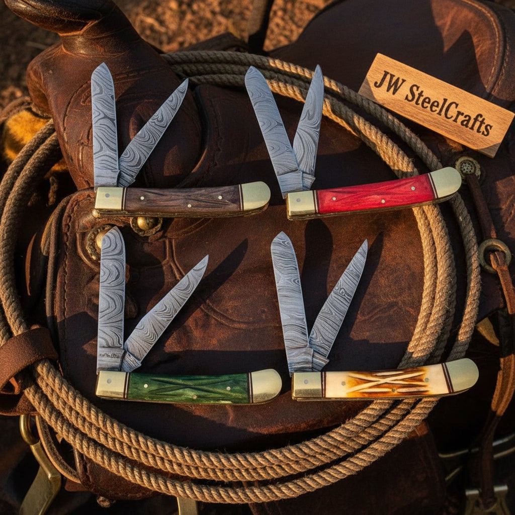 Ranchfold Pocket Folding Knife Set 7.5" Handmade Set of 4