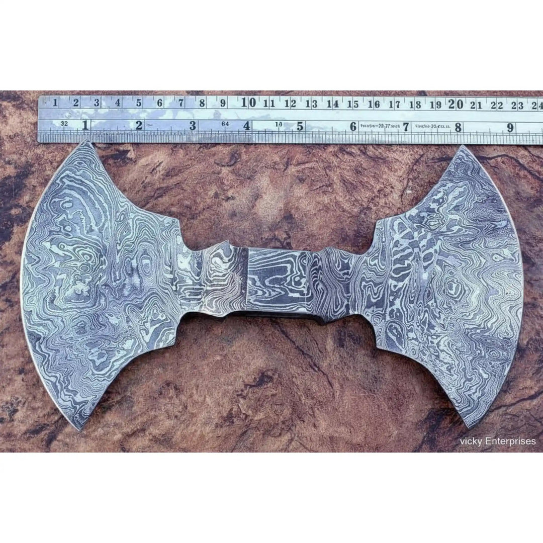 9 Inch Wide Double Bit Damascus Axe Head handmade Axe head Blank by JW SteelCrafts