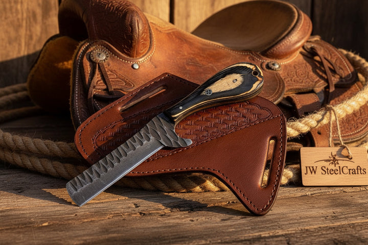 Ranchero Bull Cutter Knife 7" Handmade Damascus Tanto Point