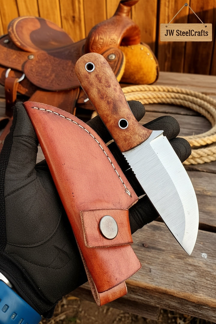 Woodgrain Trail Skinner Knife 9" Handmade High Carbon Steel Wood Handle