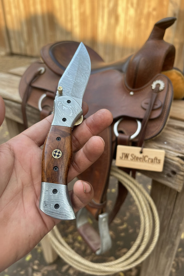 Rosewood Trail Folder Knife 6" Handmade Rosewood Handle EDC Folder