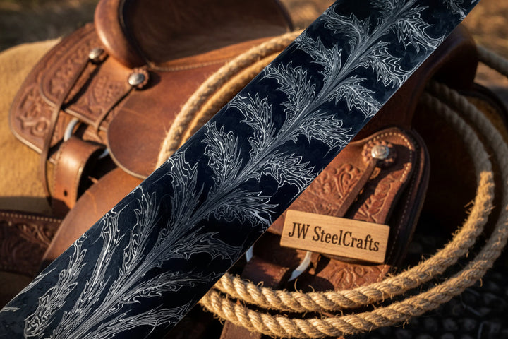 Frostleaf Damascus Billet 14" Handmade Feather Leaf Pattern