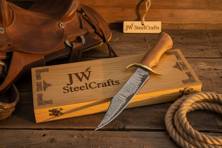 Timberland Trapper Bowie Knife 10" Handmade Damascus Presentation Box