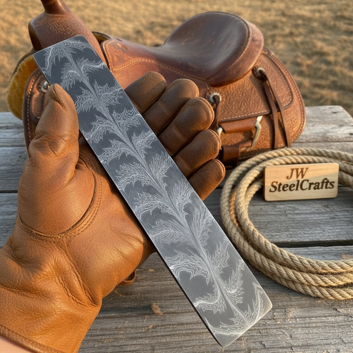 Frostleaf Damascus Billet 14" Handmade Feather Leaf Pattern
