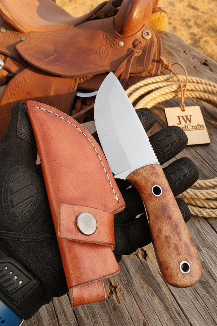 Woodgrain Trail Skinner Knife 9" Handmade High Carbon Steel Wood Handle
