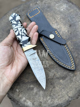 Load image into Gallery viewer, Handmade Damascus Hunting Knife with Handle Variations &amp; Leather Sheath