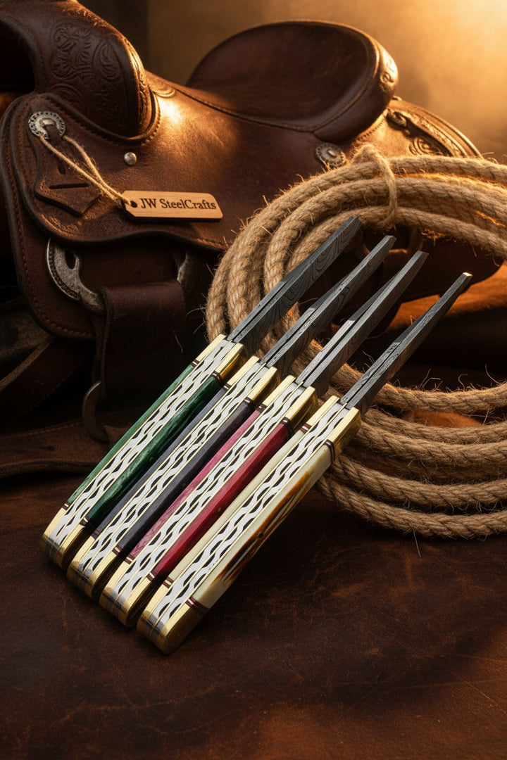 Ranchfold Pocket Folding Knife Set 7.5" Handmade Set of 4