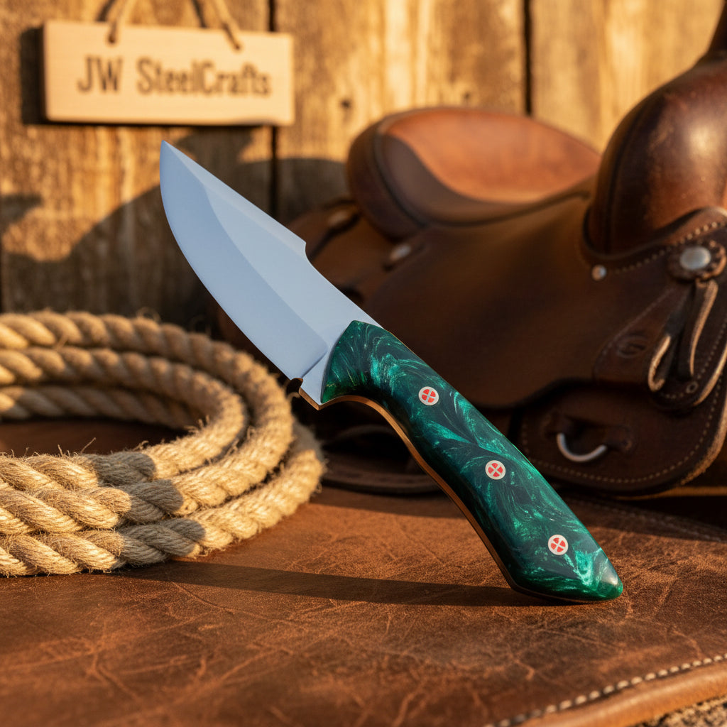 Emerald Range Skinner Knife 8" Handmade Stainless Marbled Resin handle