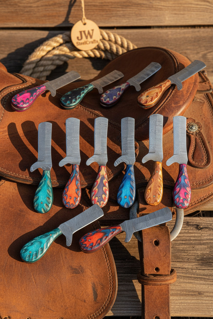 Rainbow Ridge Bull Cutter Set of 5 Handmade High Carbon Steel 7 inches