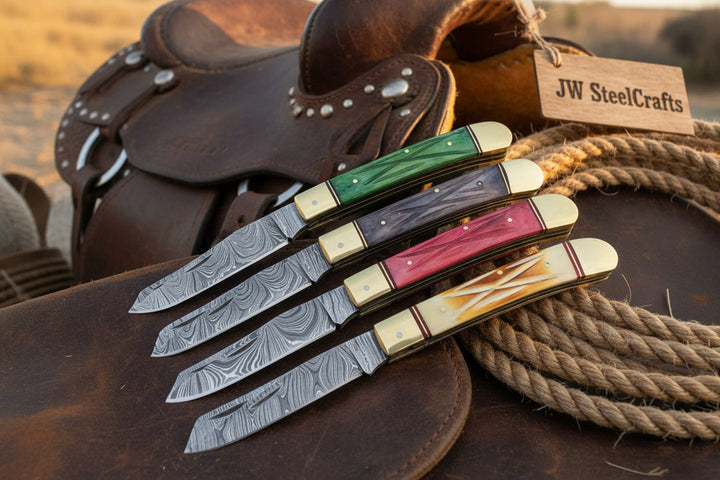 Ranchfold Pocket Folding Knife Set 7.5" Handmade Set of 4