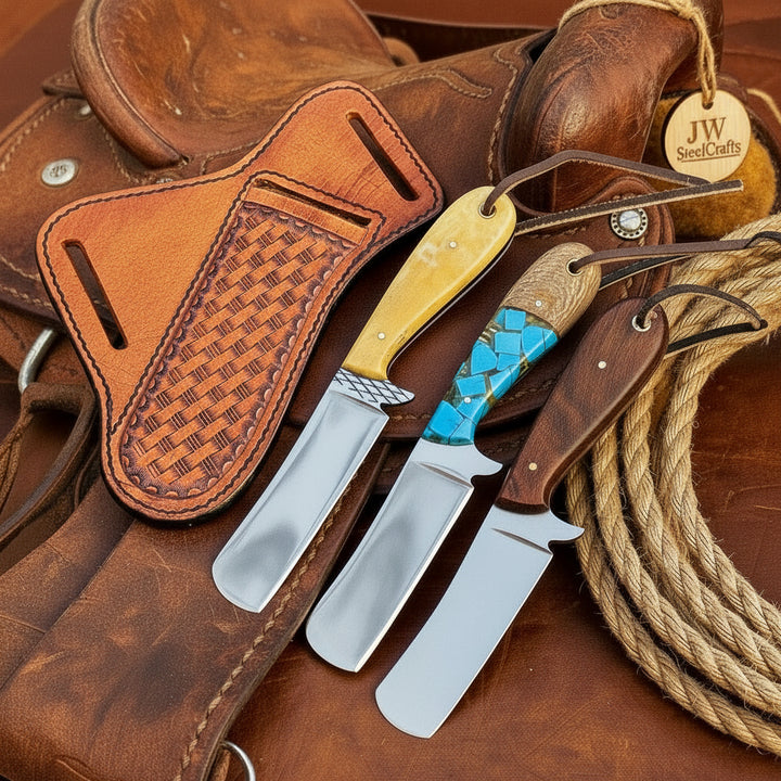 Trailhand Bull Cutter Trio Knife 7" Handmade High Carbon Set of 3