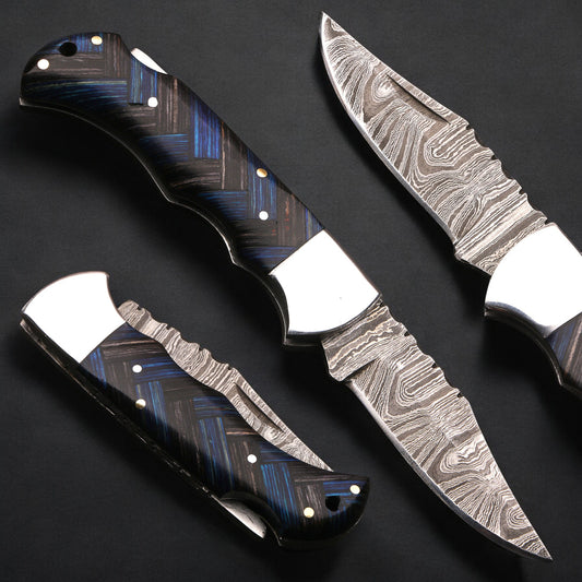 Personalized Folding knife Custom Handmade Damascus Pocket Knife Camp Knife USA Groomsmen Gift Personalized Gift Anniversary Gift for Him