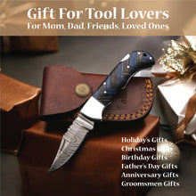 Load image into Gallery viewer, Personalized Folding knife Custom Handmade Damascus Pocket Knife Camp Knife USA Groomsmen Gift Personalized Gift Anniversary Gift for Him