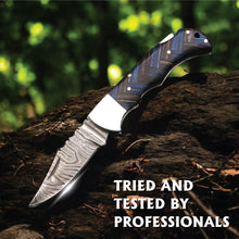 Load image into Gallery viewer, Personalized Folding knife Custom Handmade Damascus Pocket Knife Camp Knife USA Groomsmen Gift Personalized Gift Anniversary Gift for Him
