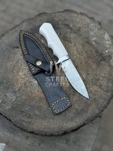 Load image into Gallery viewer, Handmade Damascus Hunting Knife with Handle Variations &amp; Leather Sheath