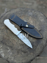 Load image into Gallery viewer, Handmade Damascus Hunting Knife with Handle Variations &amp; Leather Sheath