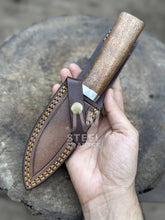 Load image into Gallery viewer, Handmade Damascus Hunting Knife with Handle Variations &amp; Leather Sheath