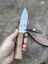 Load image into Gallery viewer, Handmade Damascus Hunting Knife with Handle Variations &amp; Leather Sheath