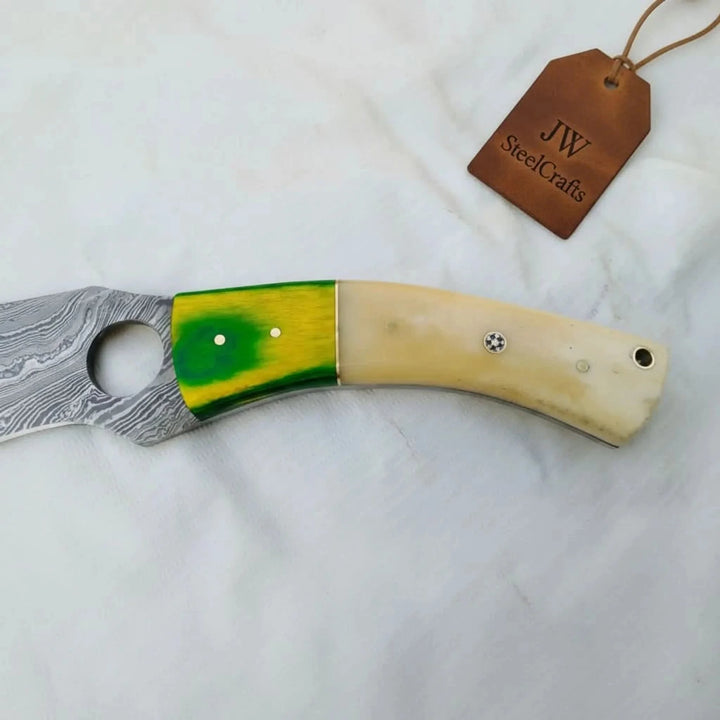 Damascus Hunting Knife 8.5” Fixed Blade